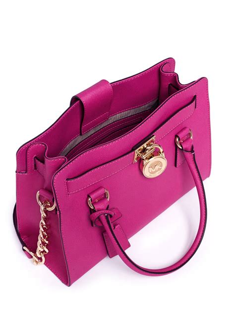 michael kors hamilton saffiano leather satchel fuschia pink|Hamilton Saffiano Leather Large Tote .